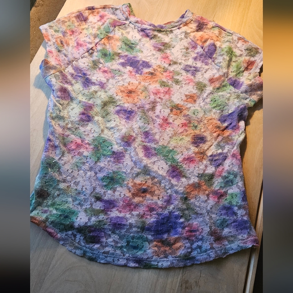 Pilcro Colorful Floral Lace Top